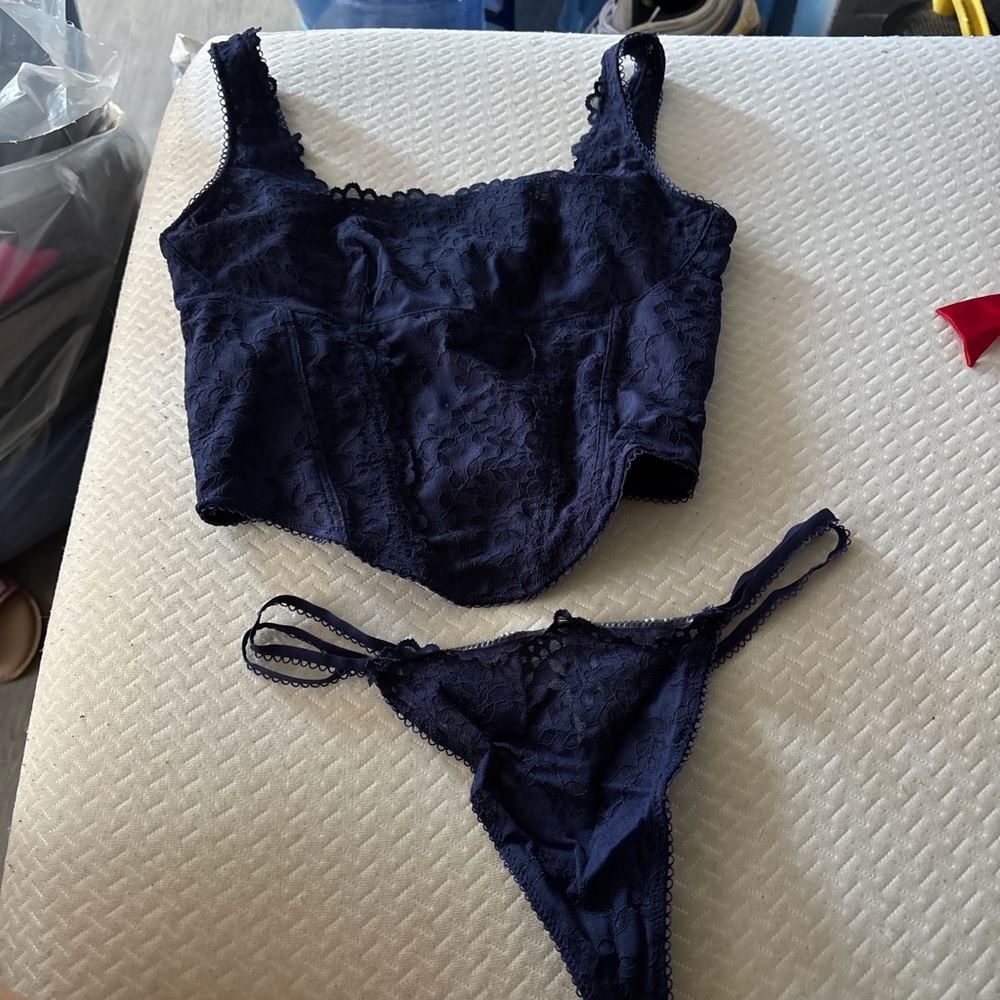 PINK Victoria's Secret Navy Lace corset top